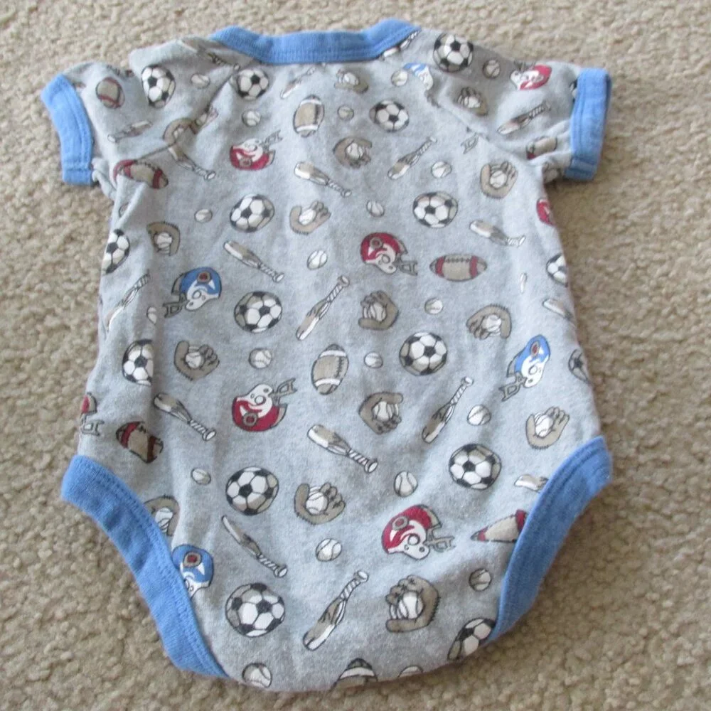 Baby Sprockets 1 Pc Snap‎ Up Bodysuit infant Boys 3-6M Gray Short Sleeve Sports